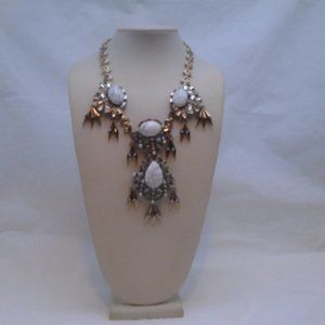 LYDELL NYC SEMI COMPOSITE RHINESTONE CLUSTER BIB STATEMENT NECKLACE